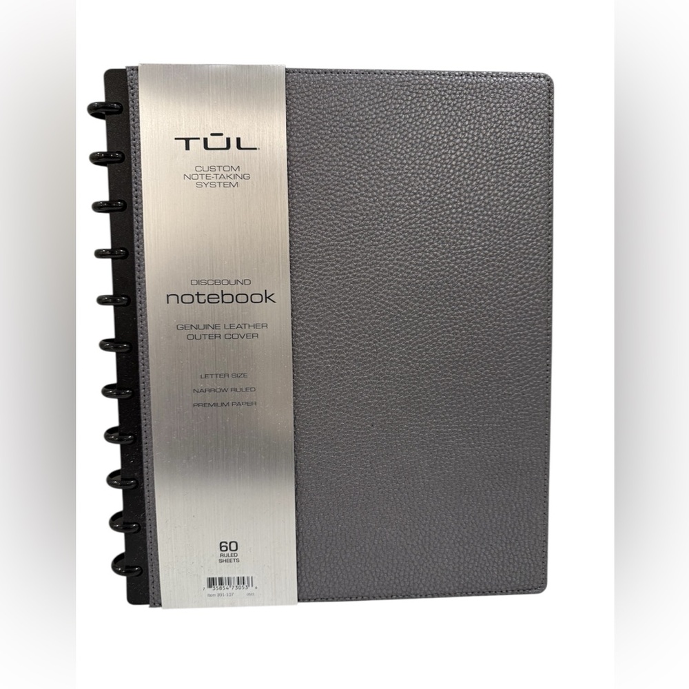 TUL Slate Grey Pebbled Leather Notebook ~ Letter Size
